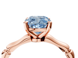 Rose gold Fancy Blue Cushion  Solitaire Diamond Ring with Bamboo Band and Four-Prong Setting_56