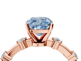 Rose gold Fancy Blue Cushion  Solitaire Diamond Ring with Bezel Set Side Stones and Prong Setting_7