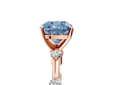 Rose gold Fancy Blue Cushion  Solitaire Diamond Ring with Bezel Set Side Stones and Prong Setting_8