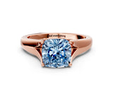 Rose gold Fancy Blue Cushion  Solitaire Diamond Ring with Cathedral Band and Four-Prong Setting_65