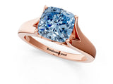 Rose gold Fancy Blue Cushion  Solitaire Diamond Ring with Cathedral Band and Four-Prong Setting_66