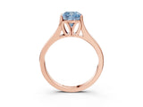 Rose gold Fancy Blue Cushion  Solitaire Diamond Ring with Cathedral Band and Four-Prong Setting_68