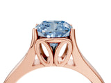 Rose gold Fancy Blue Cushion  Solitaire Diamond Ring with Cathedral Band and Four-Prong Setting_69
