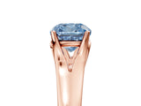 Rose gold Fancy Blue Cushion  Solitaire Diamond Ring with Cathedral Band and Four-Prong Setting_70