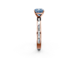 Rose gold Fancy Blue Cushion  Solitaire Diamond Ring with Channel-Set Baguette Band and Four-Prong Setting_94
