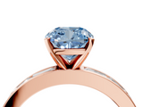 Rose gold Fancy Blue Cushion  Solitaire Diamond Ring with Channel-Set Baguette Band and Four-Prong Setting_96