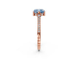 Rose gold Fancy Blue Cushion  Solitaire Diamond Ring with Channel Set Band and Bezel Prong Setting_57