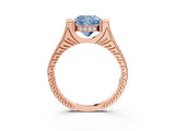 Rose gold Fancy Blue Cushion  Solitaire Diamond Ring with Channel Set Band and Bezel Prong Setting_58