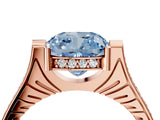 Rose gold Fancy Blue Cushion  Solitaire Diamond Ring with Channel Set Band and Bezel Prong Setting_59