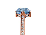 Rose gold Fancy Blue Cushion  Solitaire Diamond Ring with Channel Set Band and Bezel Prong Setting_60