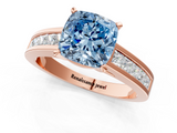 Rose gold Fancy Blue Cushion  Solitaire Diamond Ring with Channel-Set Band and Four-Prong Setting_4