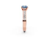 Rose gold Fancy Blue Cushion  Solitaire Diamond Ring with Channel-Set Band and Four-Prong Setting_5