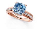 Rose gold Fancy Blue Cushion  Solitaire Diamond Ring with Channel Set Band and Six-Prong Setting_49