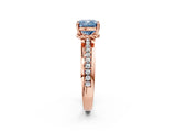 Rose gold Fancy Blue Cushion  Solitaire Diamond Ring with Channel Set Band and Six-Prong Setting_50