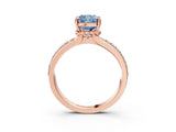 Rose gold Fancy Blue Cushion  Solitaire Diamond Ring with Channel Set Band and Six-Prong Setting_51