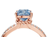 Rose gold Fancy Blue Cushion  Solitaire Diamond Ring with Channel Set Band and Six-Prong Setting_52