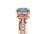 Rose gold Fancy Blue Cushion  Solitaire Diamond Ring with Channel Set Band and Six-Prong Setting_53