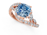 Rose gold Fancy Blue Cushion  Solitaire Diamond Ring with Filigree Band and Four-Prong Setting_87