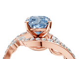 Rose gold Fancy Blue Cushion  Solitaire Diamond Ring with Filigree Band and Four-Prong Setting_90