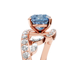 Rose gold Fancy Blue Cushion  Solitaire Diamond Ring with Filigree Band and Four-Prong Setting_91