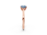 Rose gold Fancy Blue Cushion  Solitaire Diamond Ring with Four-Prong Setting and Classic Band_5