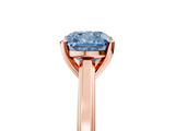 Rose gold Fancy Blue Cushion  Solitaire Diamond Ring with Four-Prong Setting and Classic Band_8