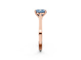 Rose gold Fancy Blue Cushion  Solitaire Diamond Ring with Four-Prong Setting and Tapered Band 2