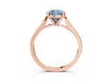 Rose gold Fancy Blue Cushion  Solitaire Diamond Ring with Four-Prong Setting and Tapered Band 3
