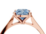 Rose gold Fancy Blue Cushion  Solitaire Diamond Ring with Four-Prong Setting and Tapered Band 4