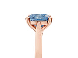 Rose gold Fancy Blue Cushion  Solitaire Diamond Ring with Four-Prong Setting and Tapered Band 5
