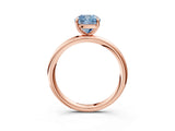 Rose gold Fancy Blue Cushion  Solitaire Diamond Ring with Four-Prong Setting on a Plain Band_23