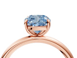 Rose gold Fancy Blue Cushion  Solitaire Diamond Ring with Four-Prong Setting on a Plain Band_24