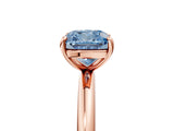 Rose gold Fancy Blue Cushion  Solitaire Diamond Ring with Four-Prong Setting on a Plain Band_25