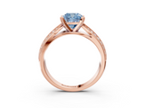 Rose gold Fancy Blue Cushion  Solitaire Diamond Ring with Milgrain Pavé Band and Four-Prong Setting_22