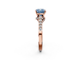 Rose gold Fancy Blue Cushion  Solitaire Diamond Ring with Pavé Band and Four-Prong Setting_115
