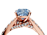 Rose gold Fancy Blue Cushion  Solitaire Diamond Ring with Pavé Band and Four-Prong Setting_117