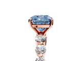 Rose gold Fancy Blue Cushion  Solitaire Diamond Ring with Pave Band and Four-Prong Setting_304