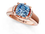 Rose gold Fancy Blue Cushion  Solitaire Diamond Ring with Pave Band and Six-Prong Setting_33