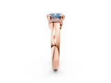 Rose gold Fancy Blue Cushion  Solitaire Diamond Ring with Pave Band and Six-Prong Setting_34