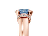 Rose gold Fancy Blue Cushion  Solitaire Diamond Ring with Pave Band and Six-Prong Setting_37