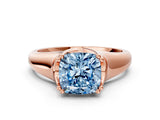 Rose gold Fancy Blue Cushion  Solitaire Diamond Ring with Six-Prong Cathedral Setting_32
