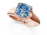 Rose gold Fancy Blue Cushion  Solitaire Diamond Ring with Six-Prong Cathedral Setting_33