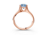 Rose gold Fancy Blue Cushion  Solitaire Diamond Ring with Six-Prong Cathedral Setting_35