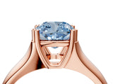 Rose gold Fancy Blue Cushion  Solitaire Diamond Ring with Six-Prong Cathedral Setting_36