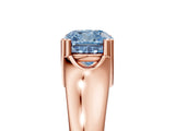 Rose gold Fancy Blue Cushion  Solitaire Diamond Ring with Six-Prong Cathedral Setting_37
