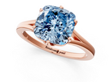 Rose gold Fancy Blue Cushion  Solitaire Diamond Ring with Six-Prong Setting and Tapered Band_18