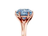 Rose gold Fancy Blue Cushion  Solitaire Diamond Ring with Six-Prong Setting and Tapered Band_22