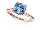 Rose gold Fancy Blue Cushion  Solitaire Diamond Ring with Six-Prong Setting on a Classic Band 1
