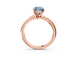 Rose gold Fancy Blue Cushion  Solitaire Diamond Ring with Six-Prong Setting on a Classic Band 3
