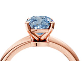 Rose gold Fancy Blue Cushion  Solitaire Diamond Ring with Six-Prong Setting on a Classic Band 4